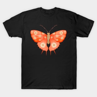 Peach perfect butterfly folkart print T-Shirt